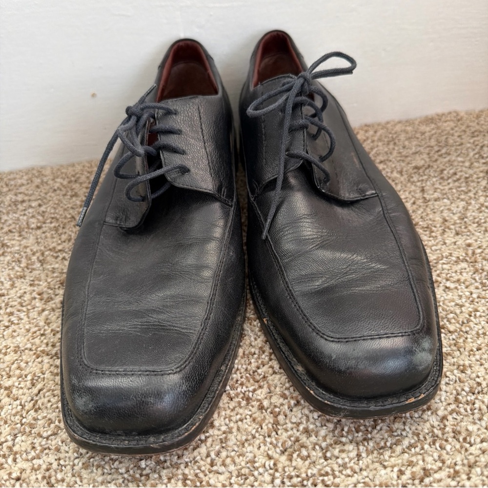 Johnston & Murphy Men’s Black Leather Oxford Shoes Size 10M Square Toe Lace Up